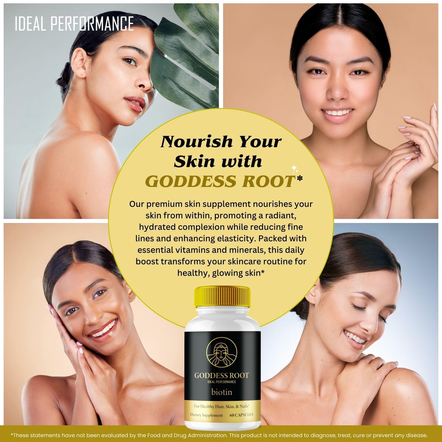 IDEAL PERFORMANCE Goddess Root Biotin Supplement Capsules, 60 Capsules
