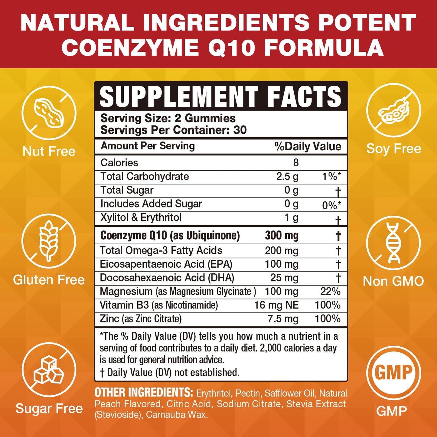 VAJYKEWJY CoQ10 Gummies with Omega-3, Vitamin B3 & Zinc, Vegan, 2 Pack