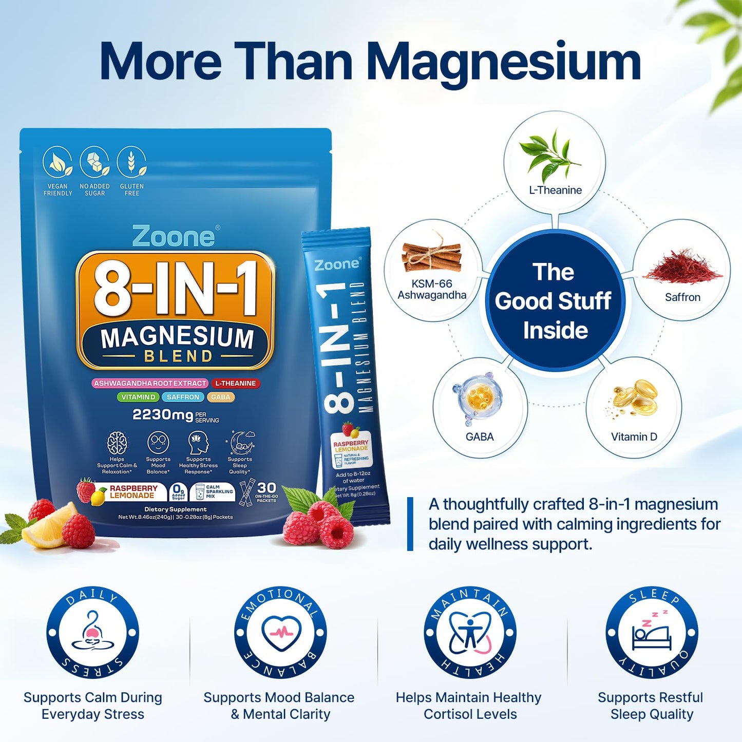 Zoone Calm Magnesium Glycinate Powder, 9.9 Ounce