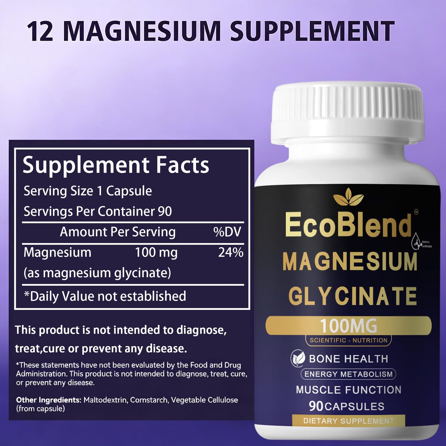 EcoBlend Magnesium Glycinate Capsule, 90 Count
