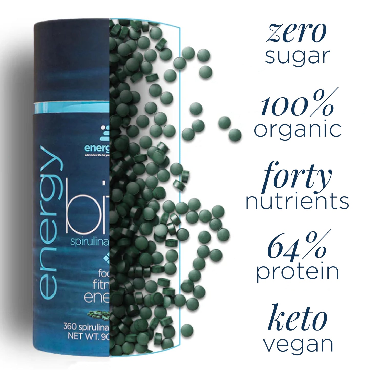 ENERGYBITS Organic Spirulina Tablets 1000