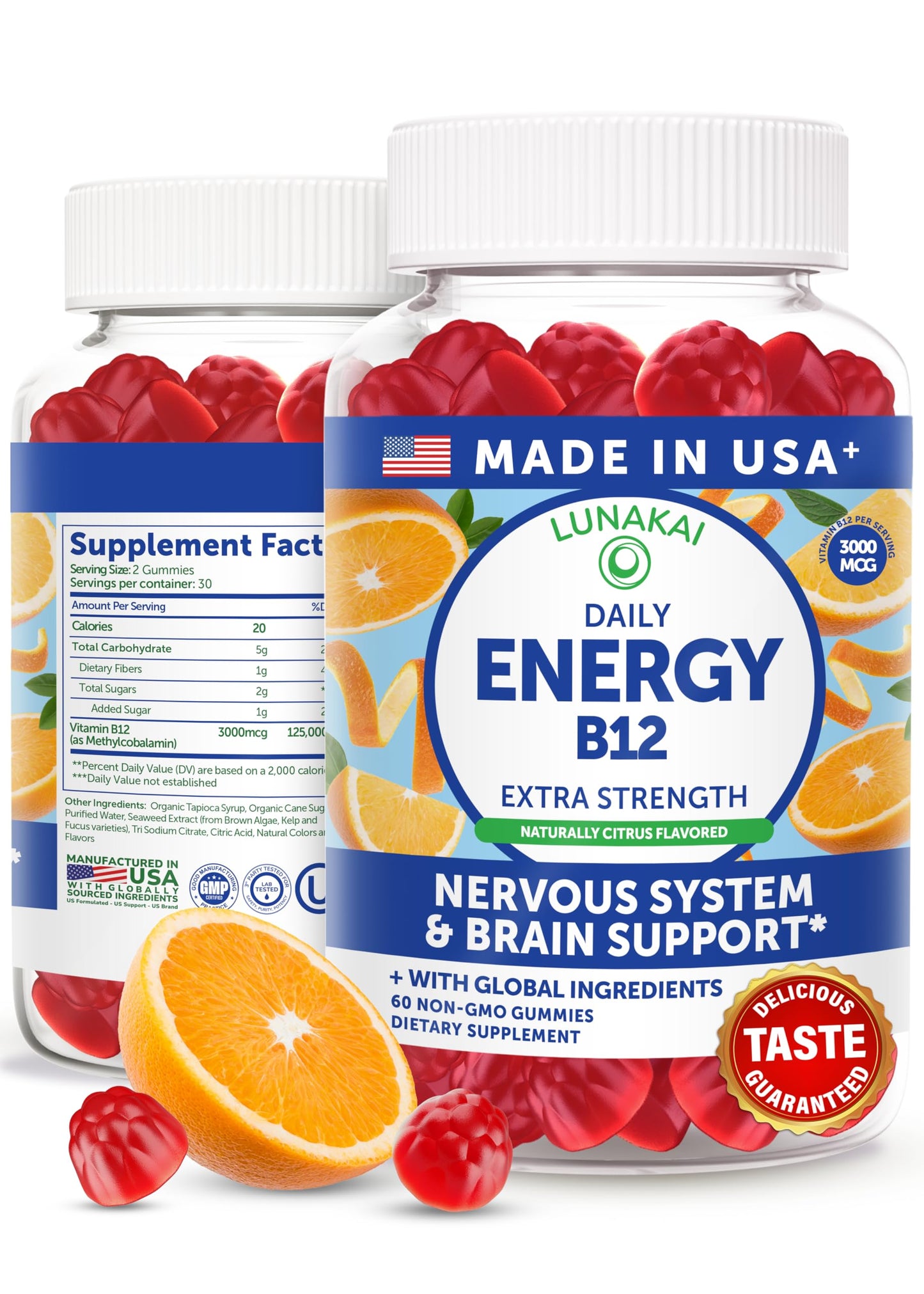 Lunakai Vitamin B12 Gummies 3000mcg, 60 Count