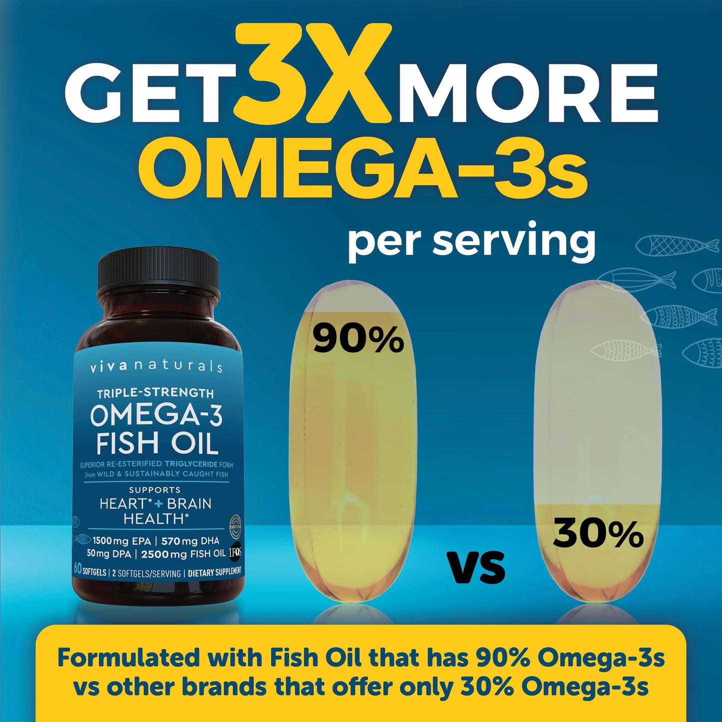 Viva Naturals Omega-3 Fish Oil Softgels 60 Count