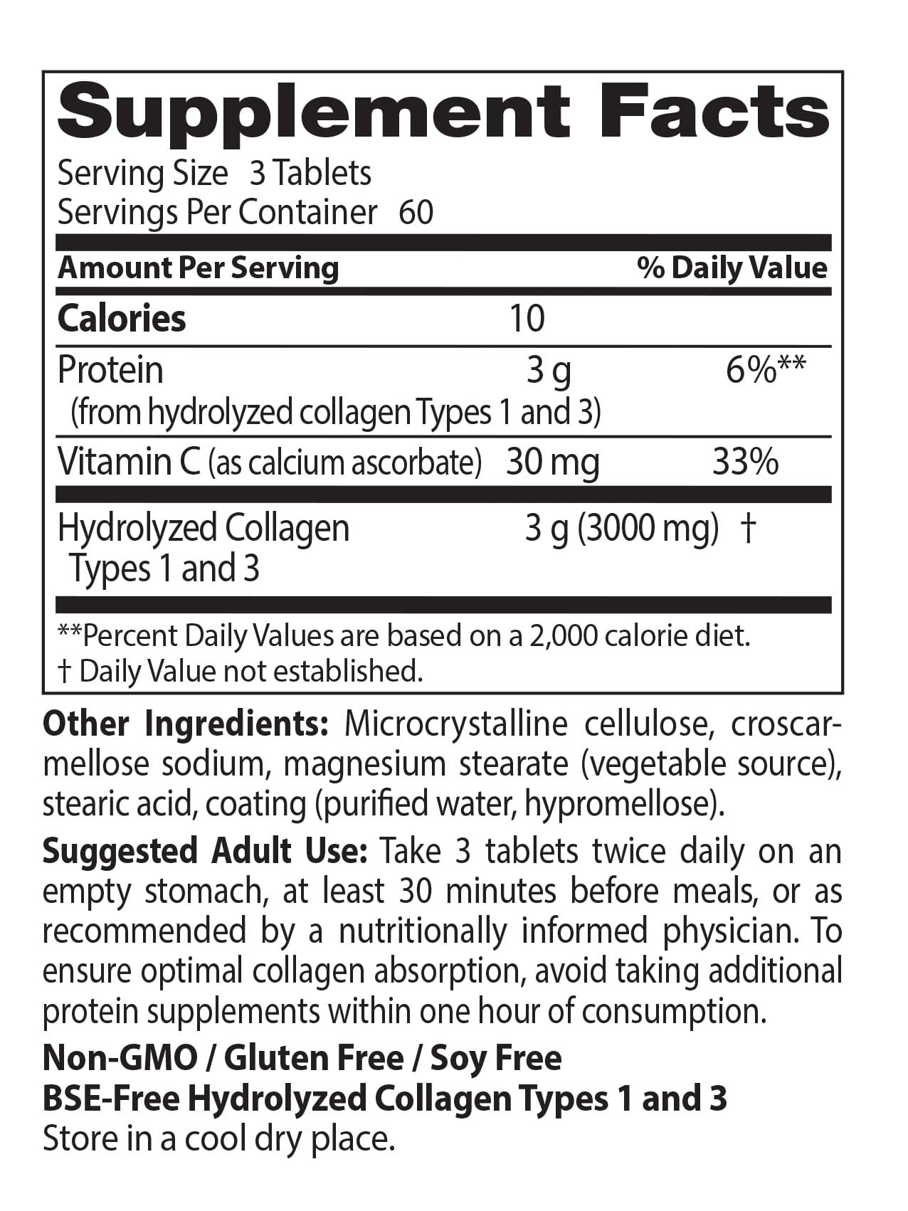 Doctor's Best Collagen Types 1 & 3 Tablets, 180 Count
