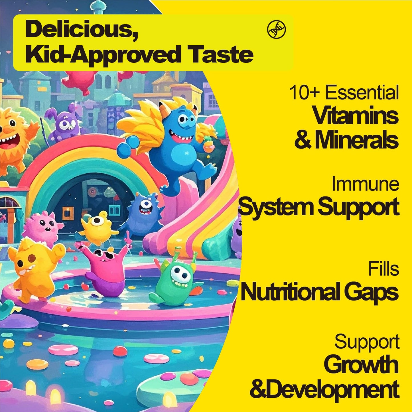 MEGNETA Kids Multivitamin & Omega Gummies with Fish Oil – Omega-3, DHA, Vitamin A, C, D, Orange Flavor, 60 Gummies