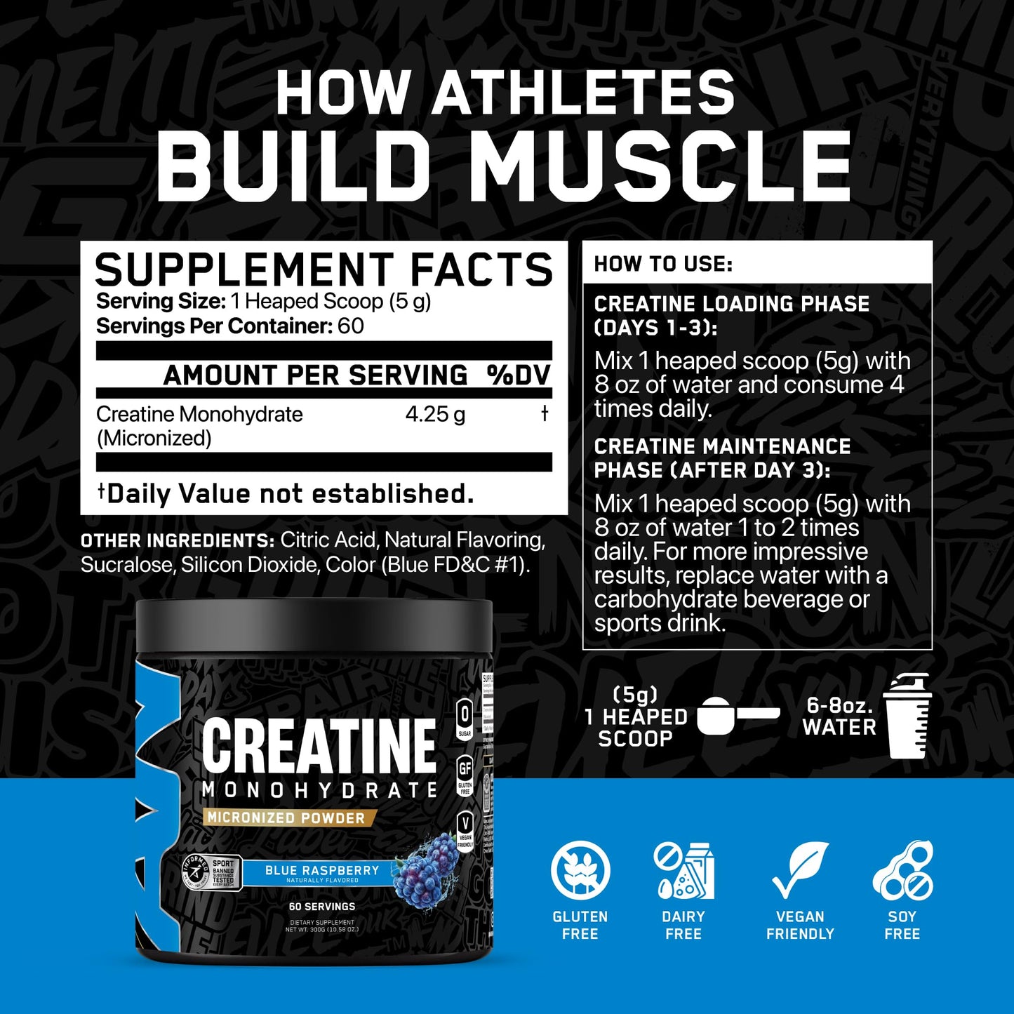 ABE All Black Everything Creatine Monhydrate Powder, 60 Servings