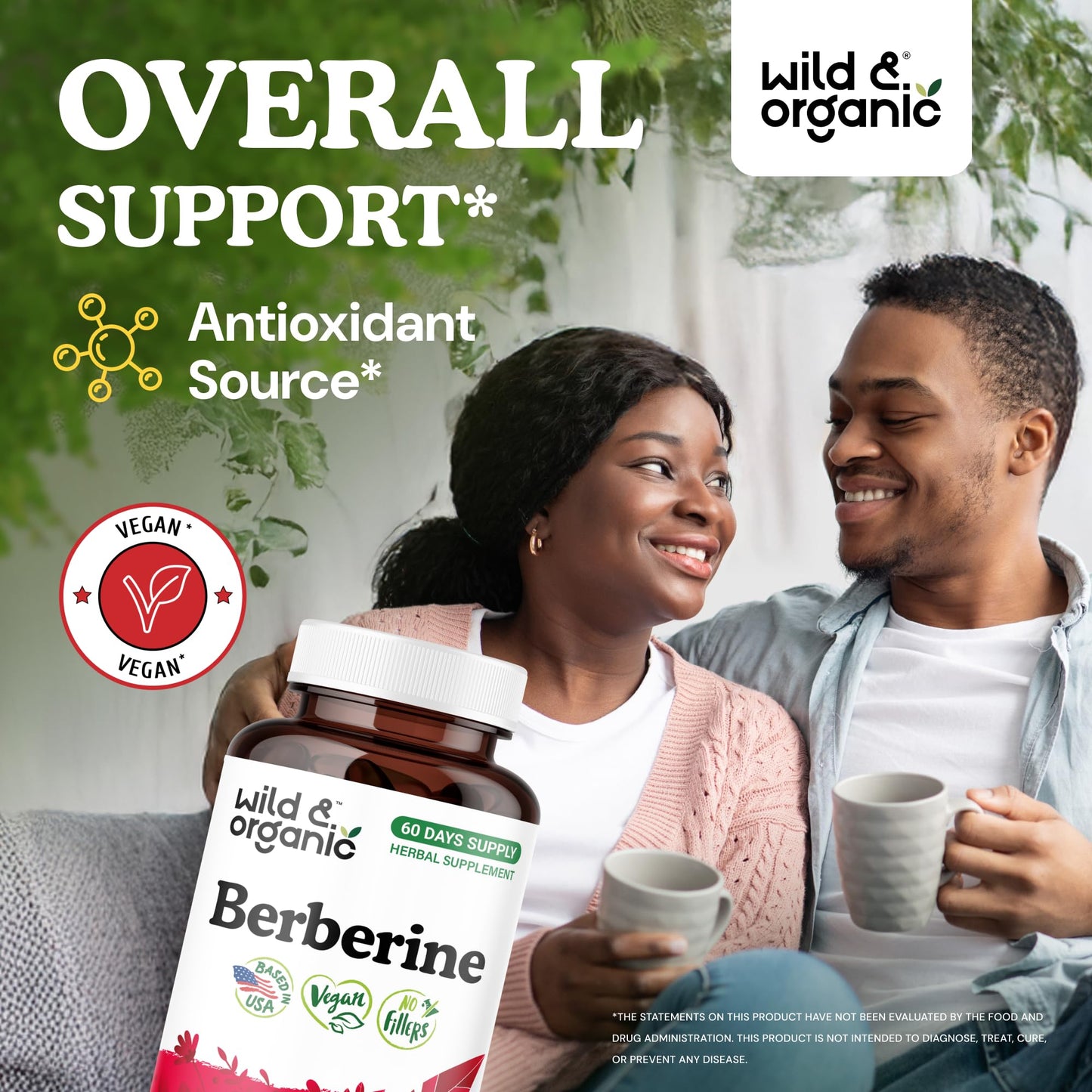 Wild & Organic Berberine Supplement Capsules 120 Count