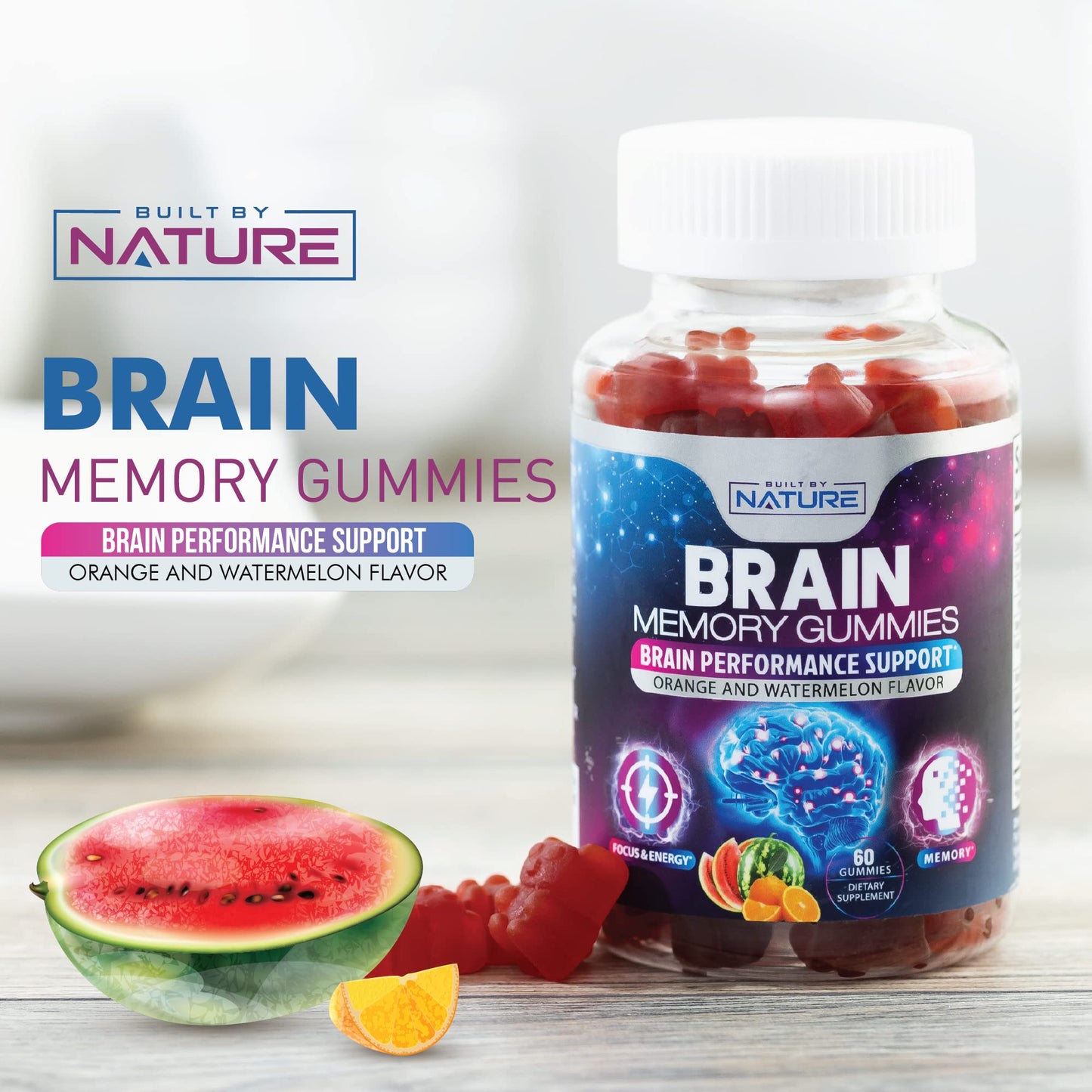 Built by Nature Nootropic Brain Booster Gummies - 60 Gummies