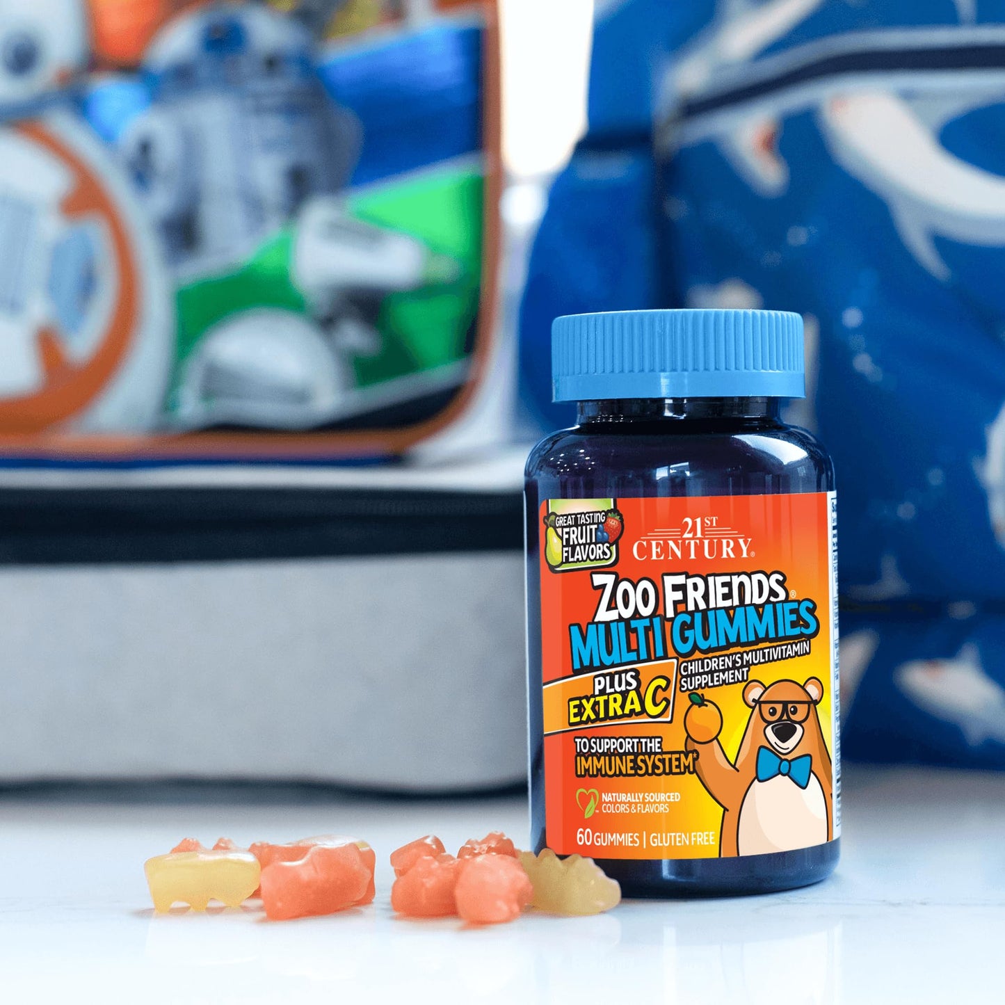 21st Century Zoo Friends Tropical Multi Gummies Plus Extra C Supplement Gummy, 60 Count