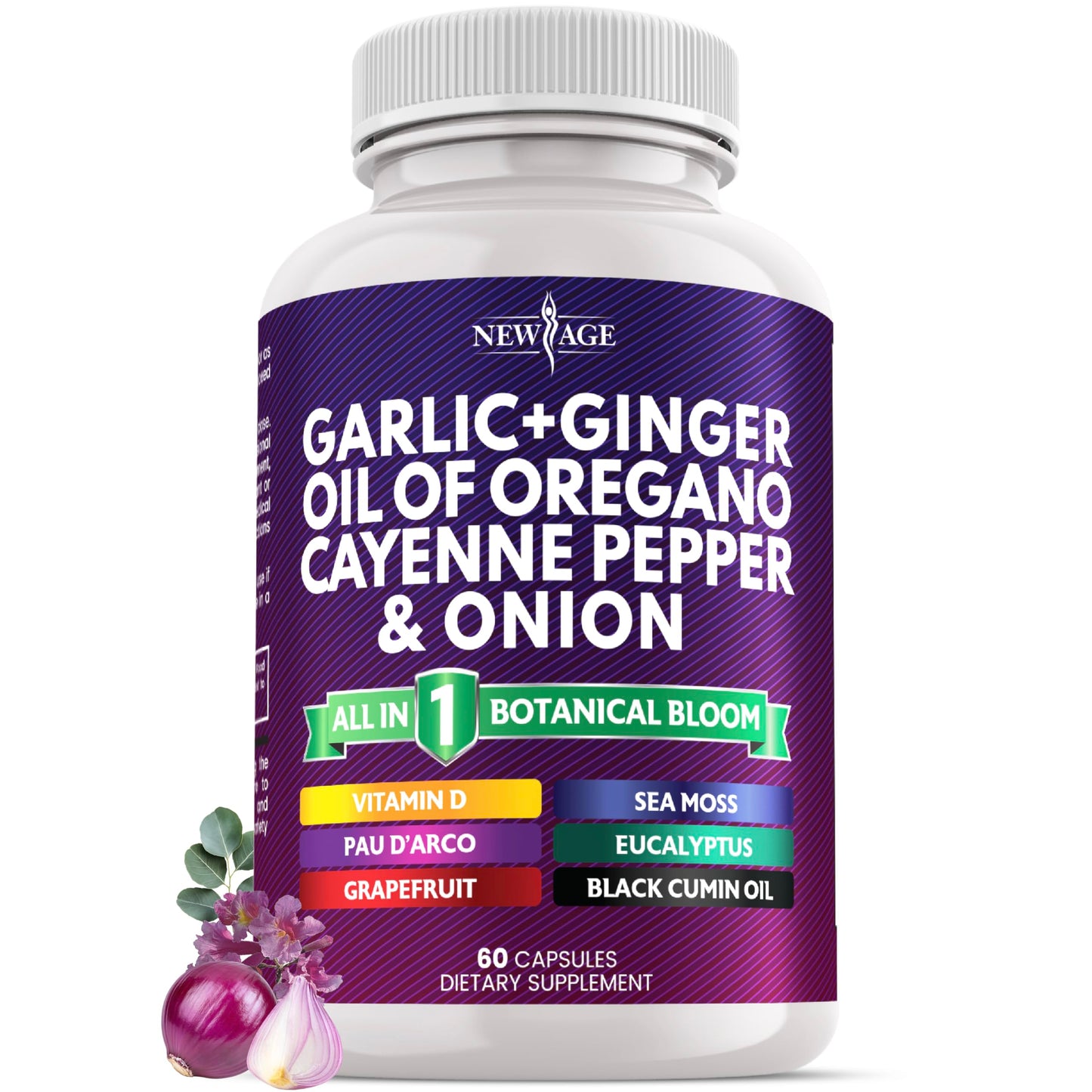 NEW AGE Garlic + Ginger Supplement Capsule 60 Count