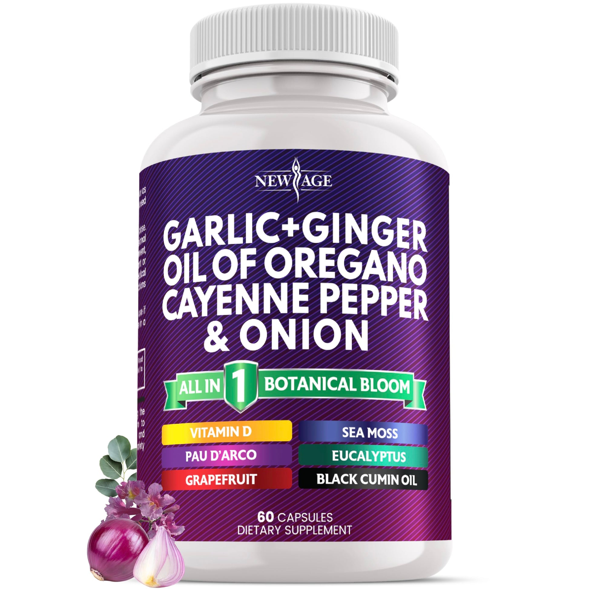 NEW AGE Garlic + Ginger Supplement Capsule 60 Count