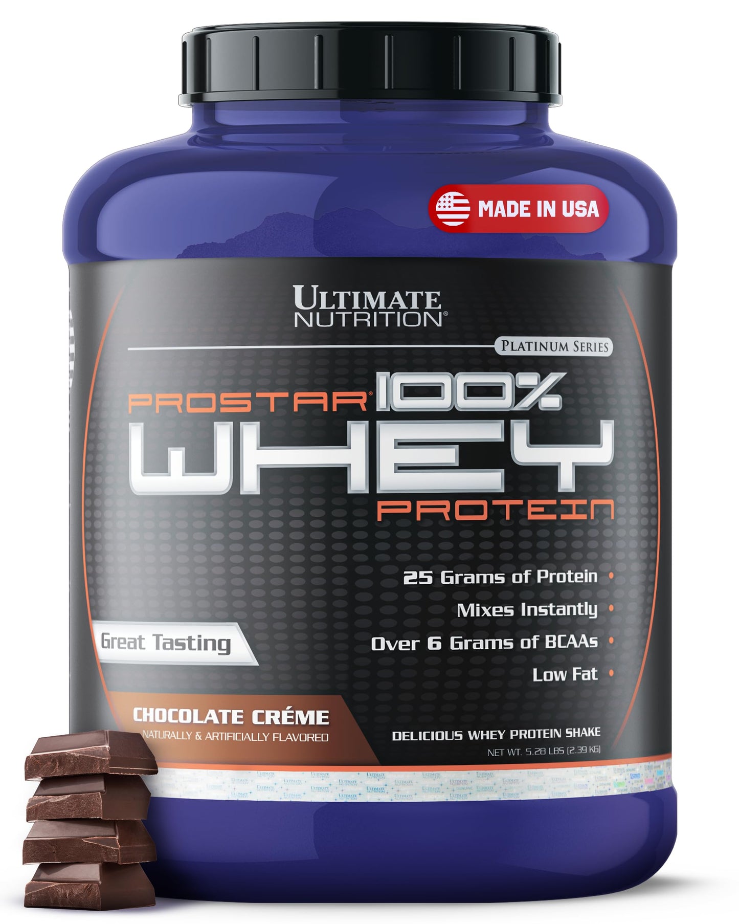 Ultimate Nutrition Prostar Whey Protein Isolate Powder, Chocolate Crème, 5.28 lb, 84.48 Servings