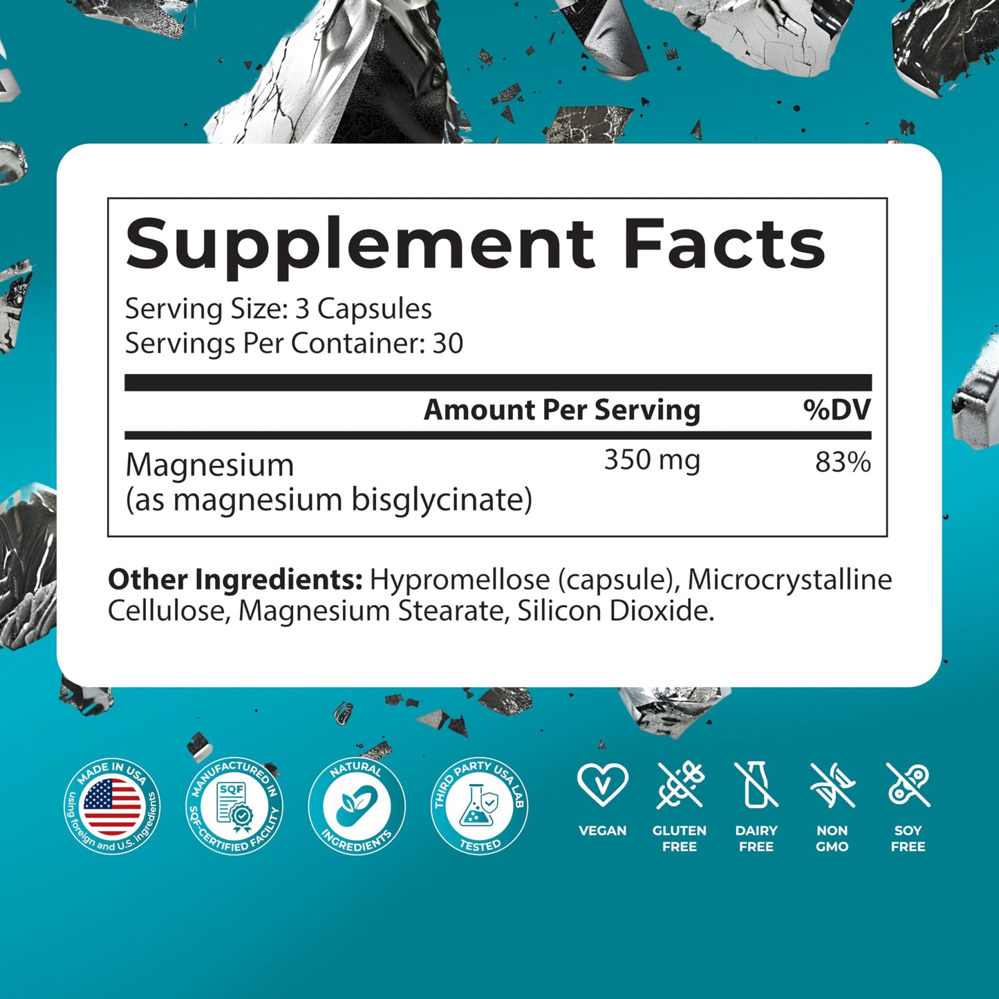 PUREHEALTH RESEARCH Magnesium Bisglycinate Chelate 350mg Capsule, 90 Count