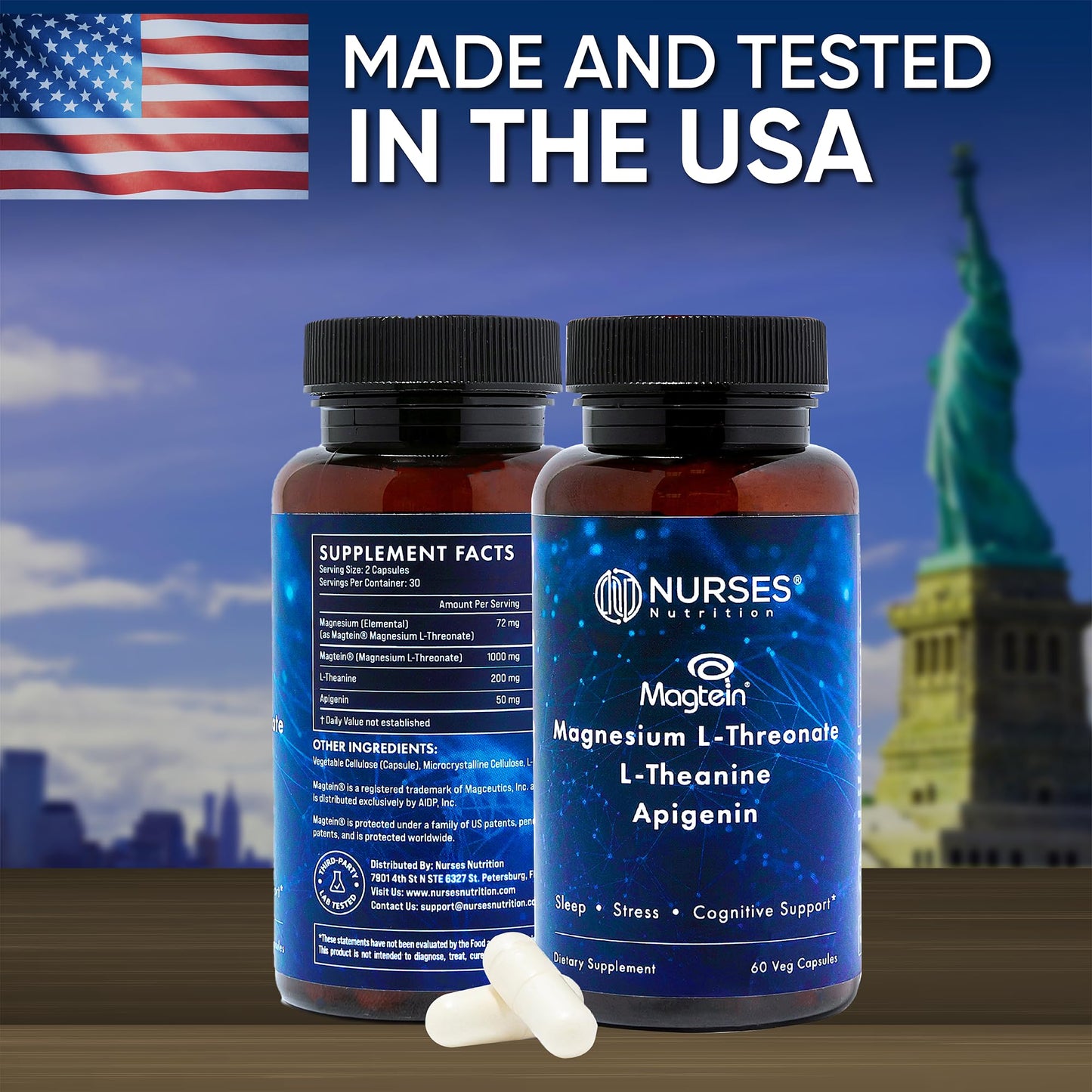 Nurses Nutrition Magnesium L-Threonate Sleep Support Capsule, 60 Count