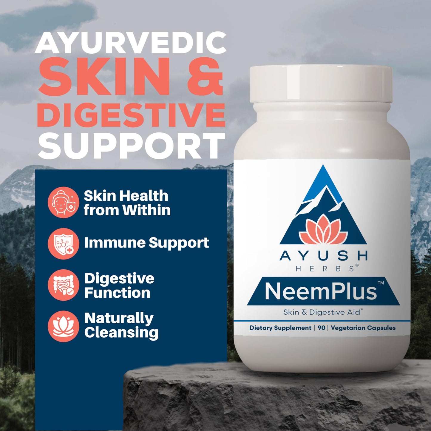 Ayush Herbs Neem Plus Capsules 90 Count