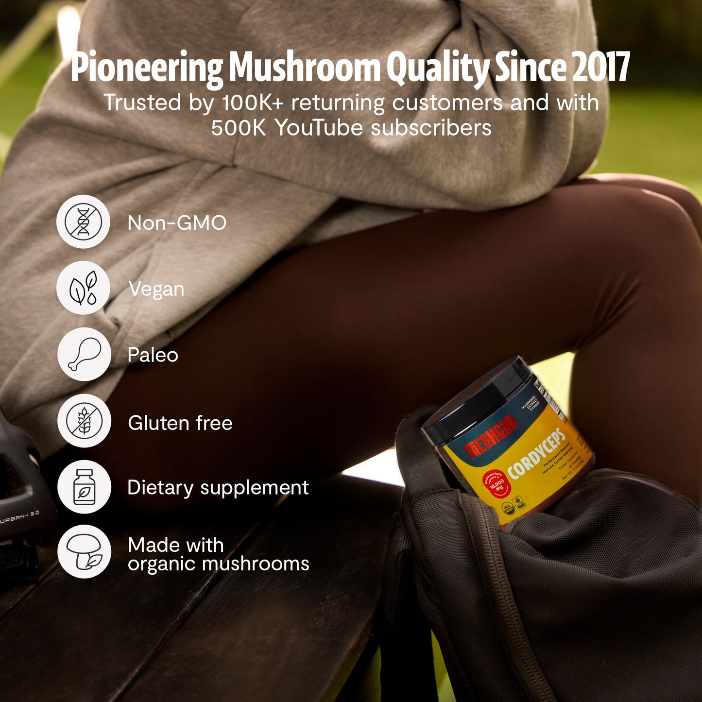 FreshCap Mushrooms Premium Organic Cordyceps Powder 60 Servings