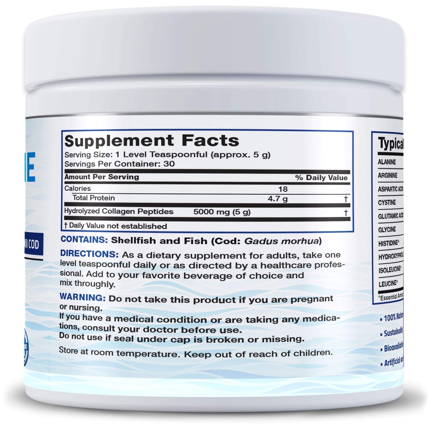 Bronson Marine Collagen Peptides Hydrolyzed Protein Powder + Antarctic Krill Oil 1000 mg with Omega-3s EPA DHA, 1