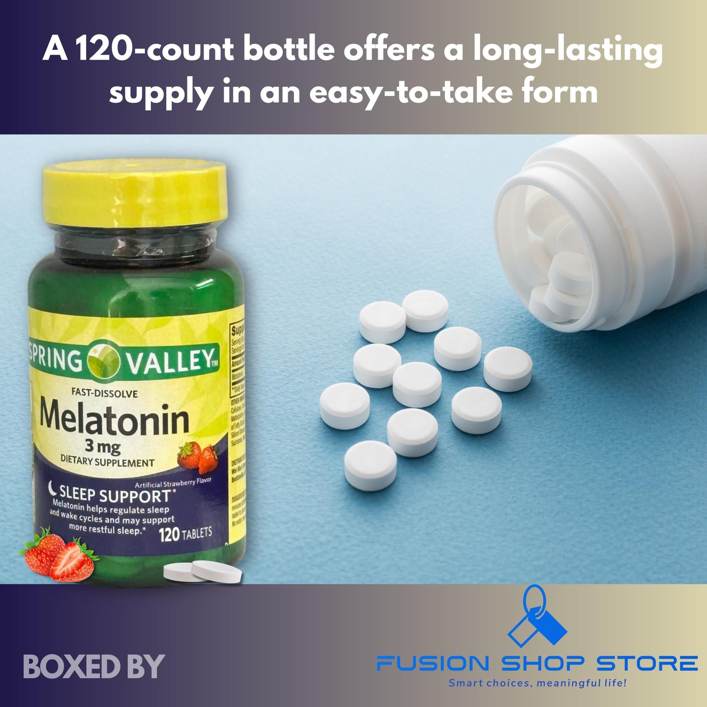 Fusion Shop Store Melatonin 3mg Fast Dissolve 120 Tablets