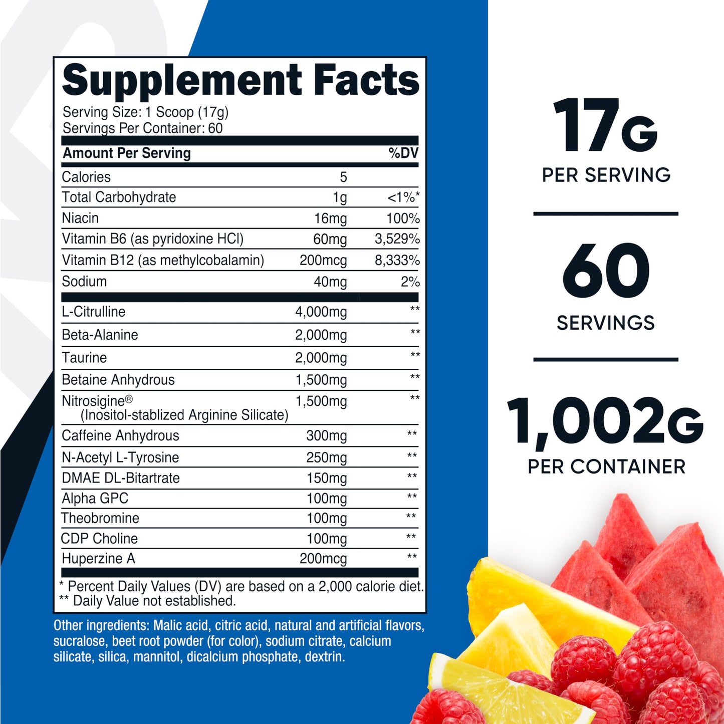 Nutricost Pre-X Xtreme Pre-Workout Complex Powder, Fruit Punch, 60 Servings, 2.01 lb