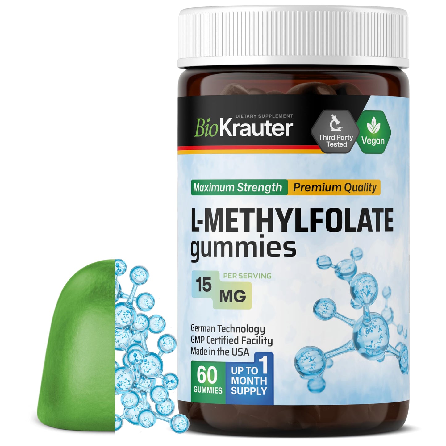 BIO KRAUTER L-Methylfolate Gummies, 60 Count