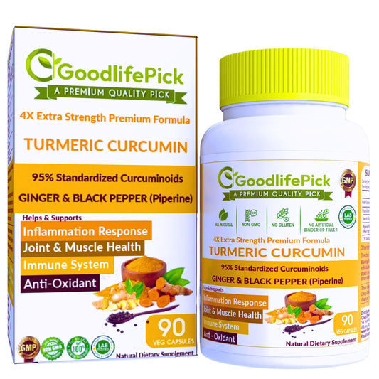 GoodlifePick Premium Turmeric Capsules with Ginger and Black Pepper, 90 Capsules