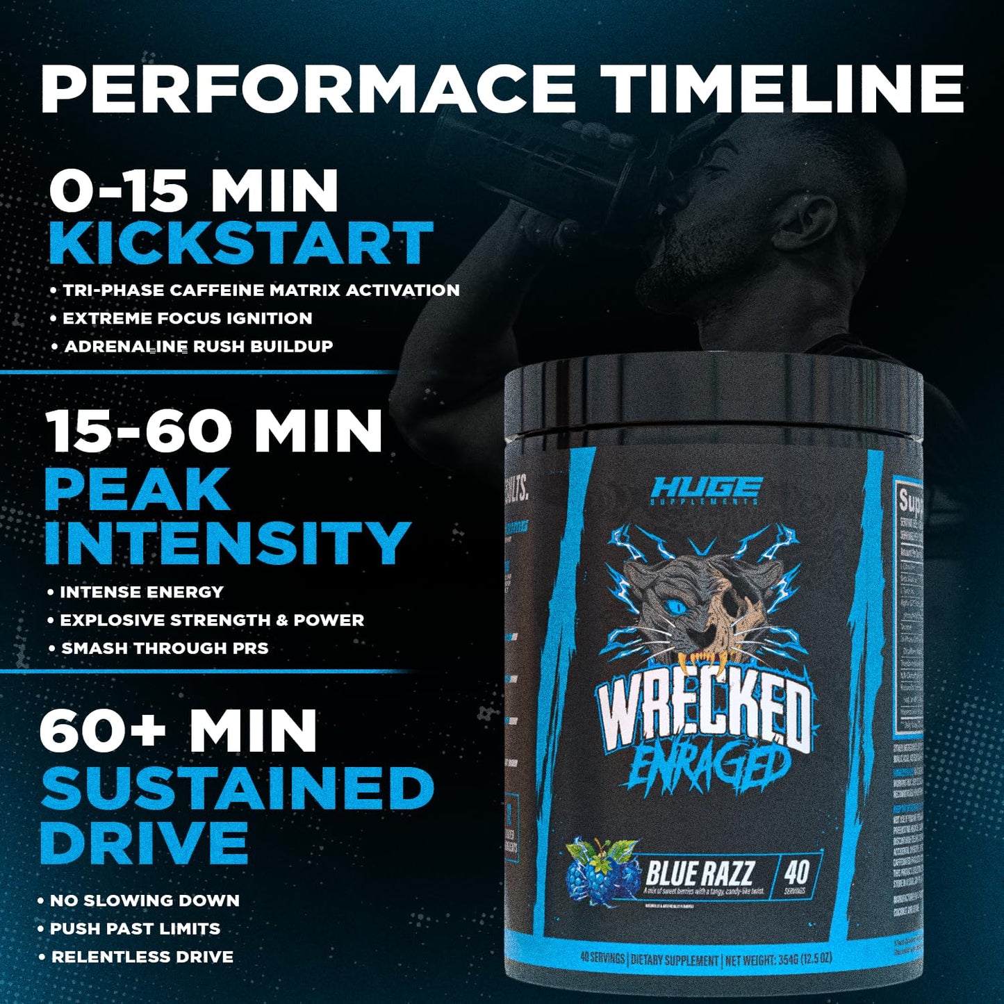 Huge Supplements Wrecked Enraged High Stim Pre Workout Powder 12