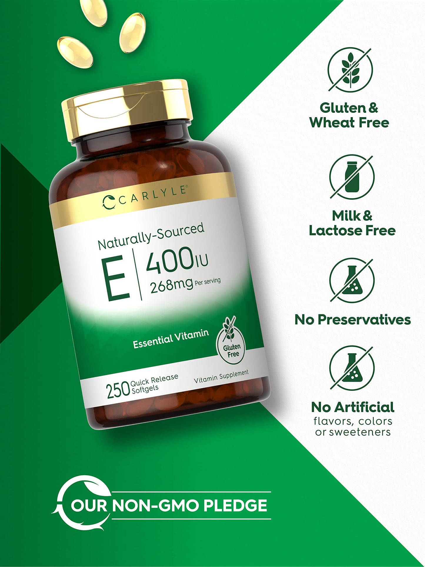 Carlyle Vitamin E 400 IU Softgel 250 Count