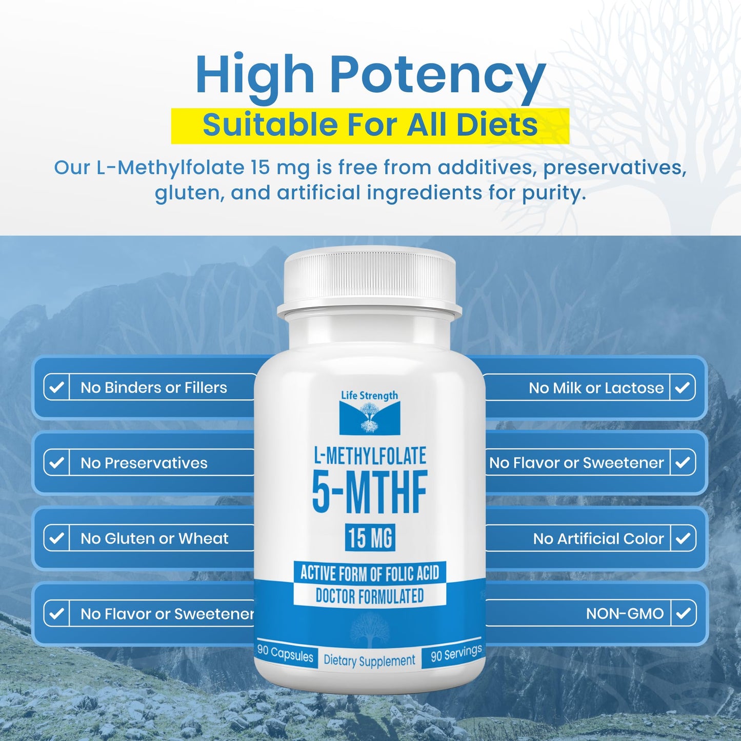 LifeStrength L-Methylfolate 15mg Capsules 90