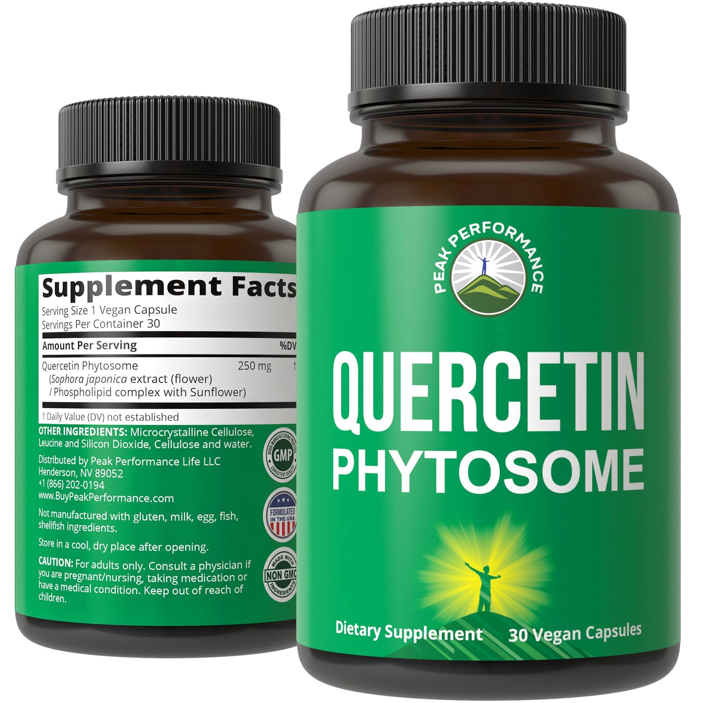 Peak Performance Quercetin Phytosome Vegan Capsules 250mg, 30 Count