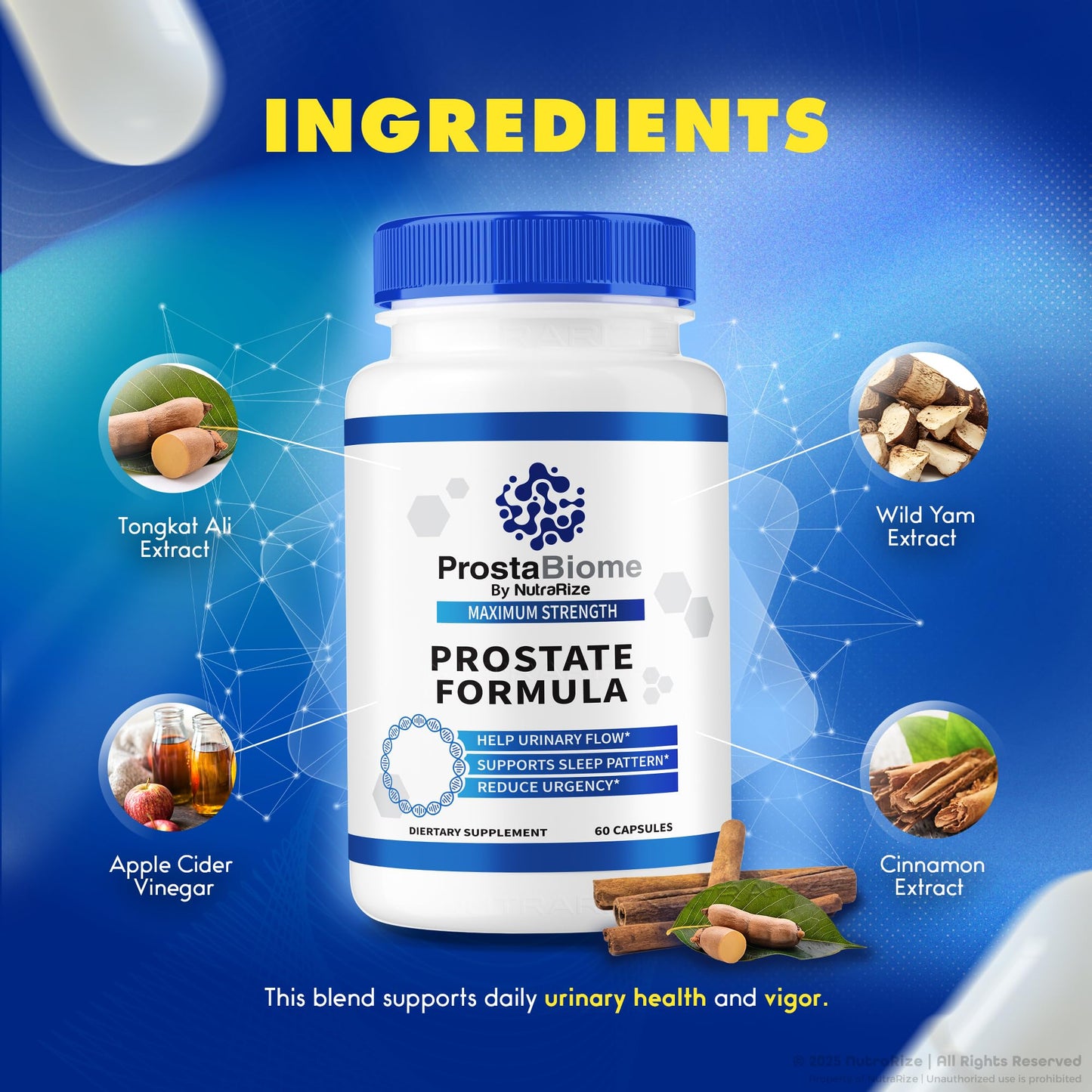 NutraRize ProstaBiome Prostate Support Capsules, 180 Capsules