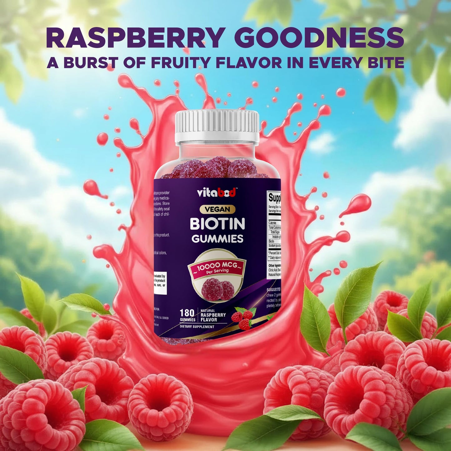 Vitabod Biotin Gummies 10,000 mcg, 180 Gummies
