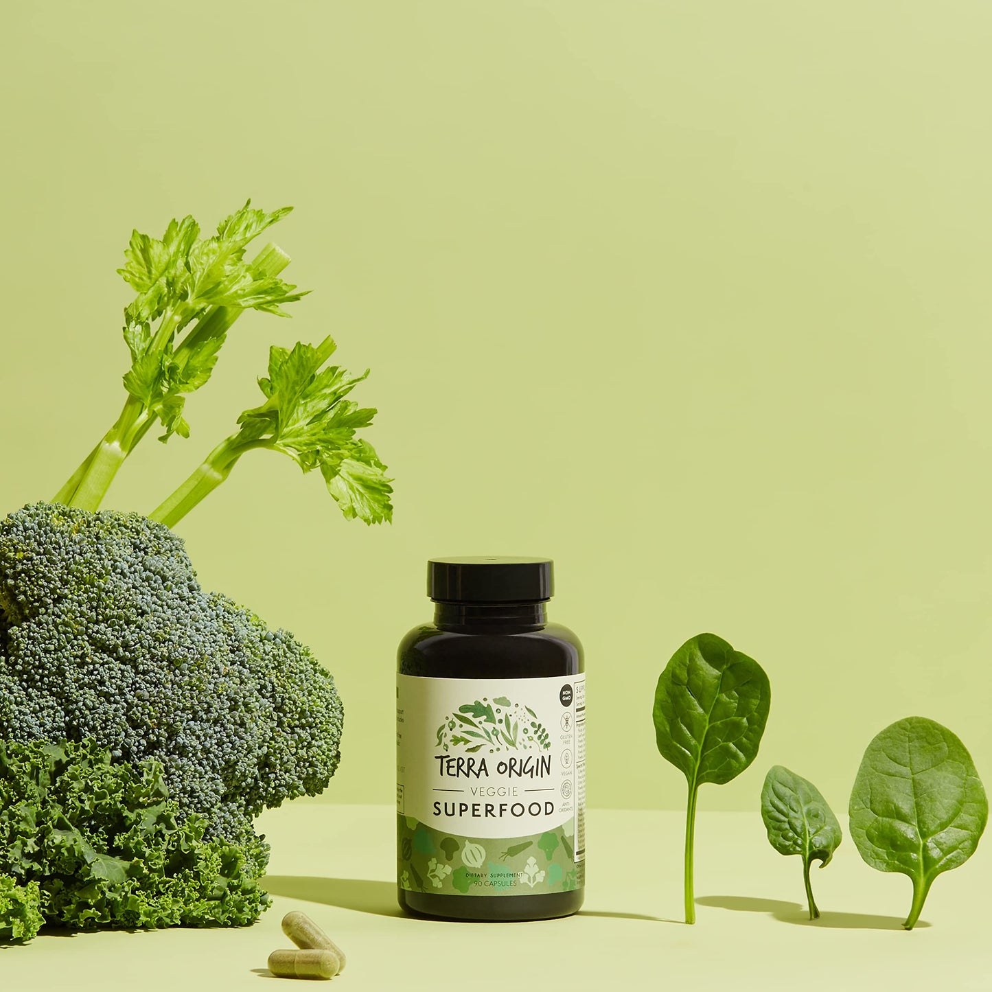TERRA ORIGIN Veggie Superfood Supplement Capsules, 90 Count