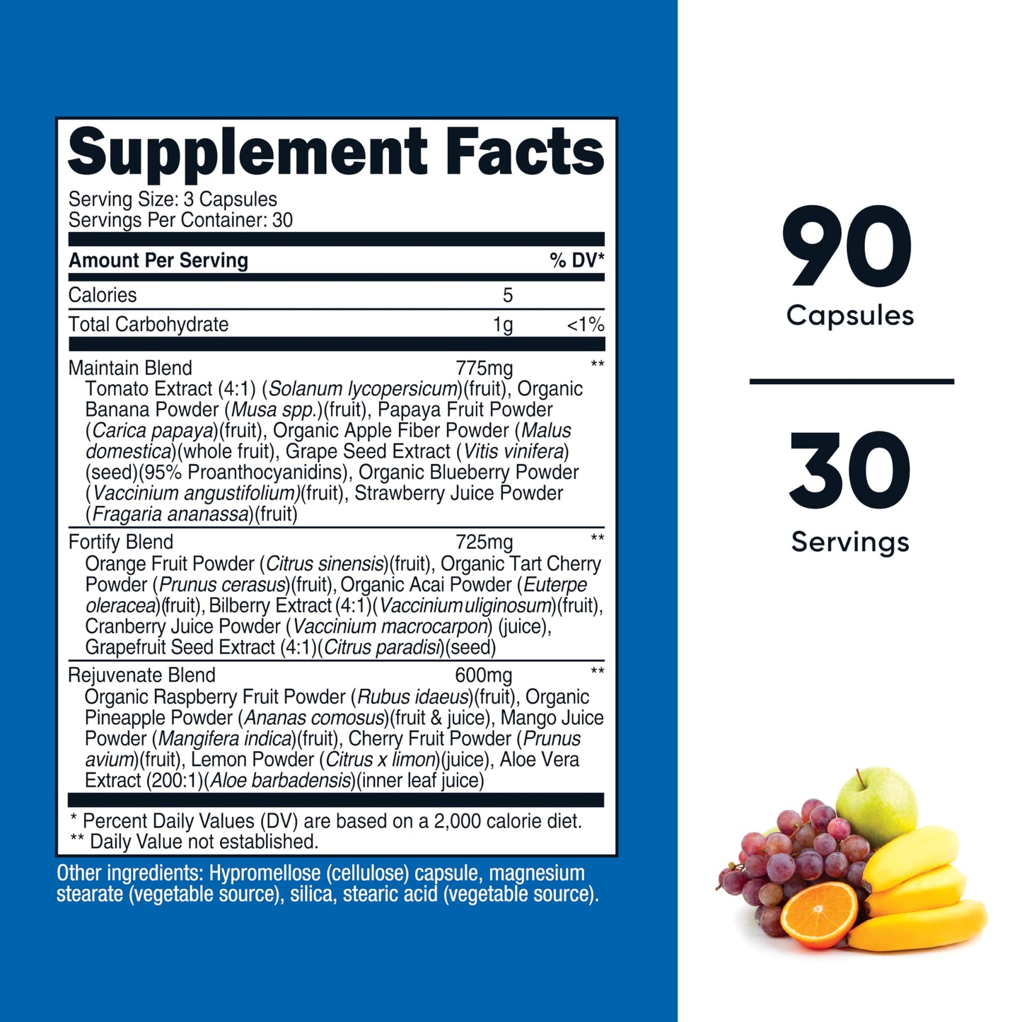 Nutricost Daily Fruits (18 Fruits Blend) 90 Capsules