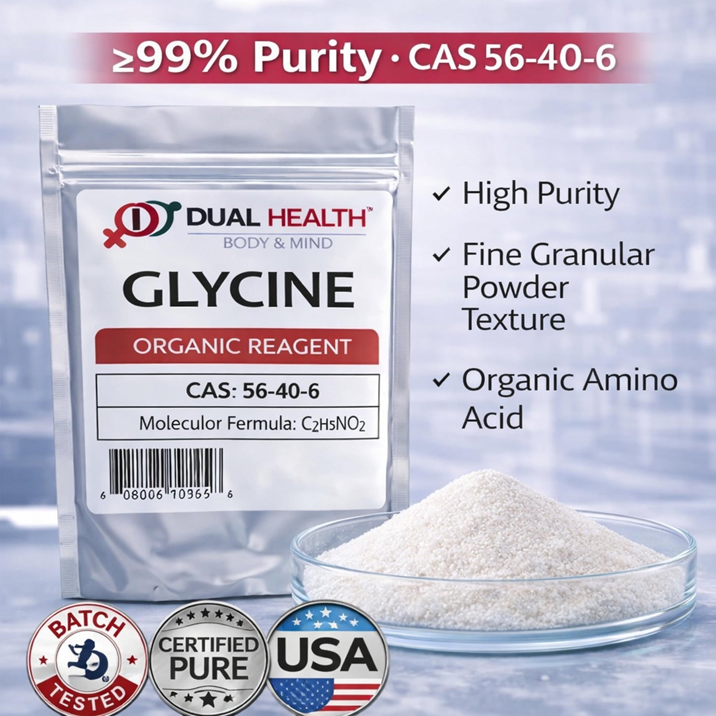 Dual Health Body & Mind Glycine Powder 8.82 Ounce