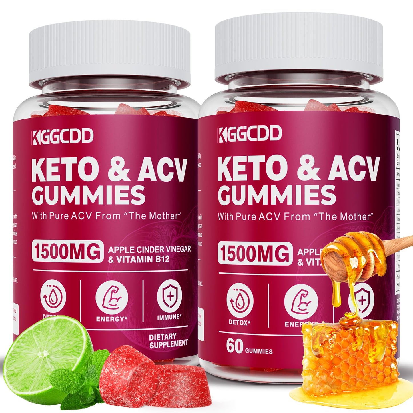 KGGCDD Keto ACV Gummies 1500MG Gummy, 120 Count
