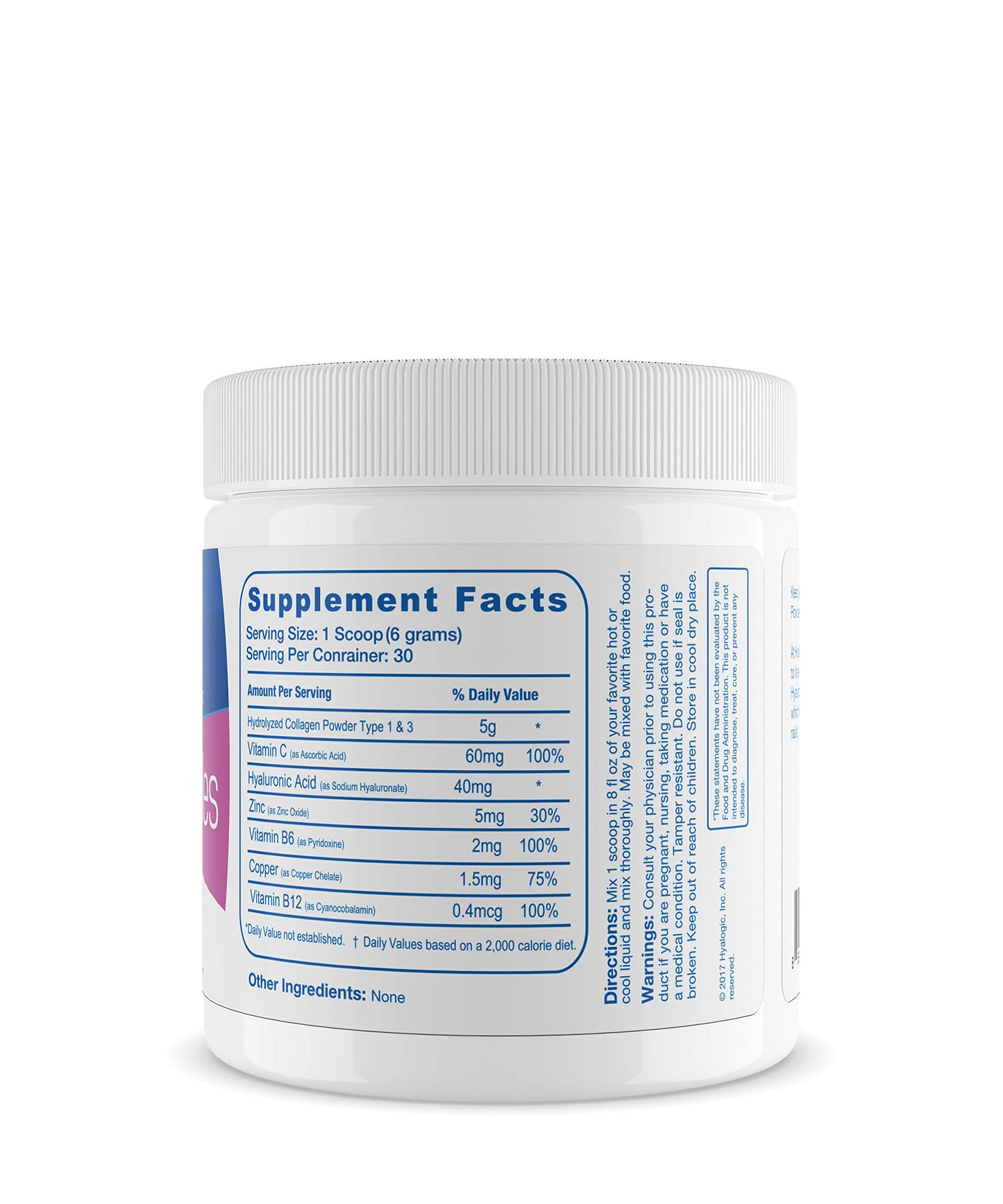 Hyalogic Hyaluronic Acid Collagen Peptides Powder 6.4 oz
