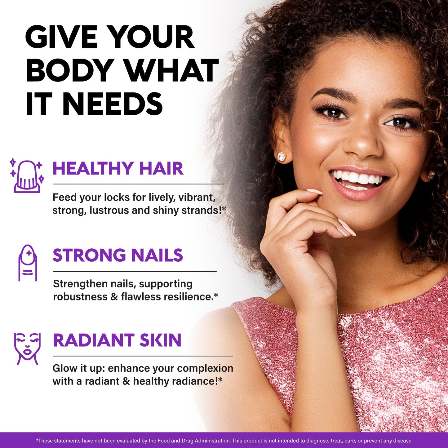 NUTRAHARMONY Biotin Gummies for Hair Growth Support Berry, 60 Gummies