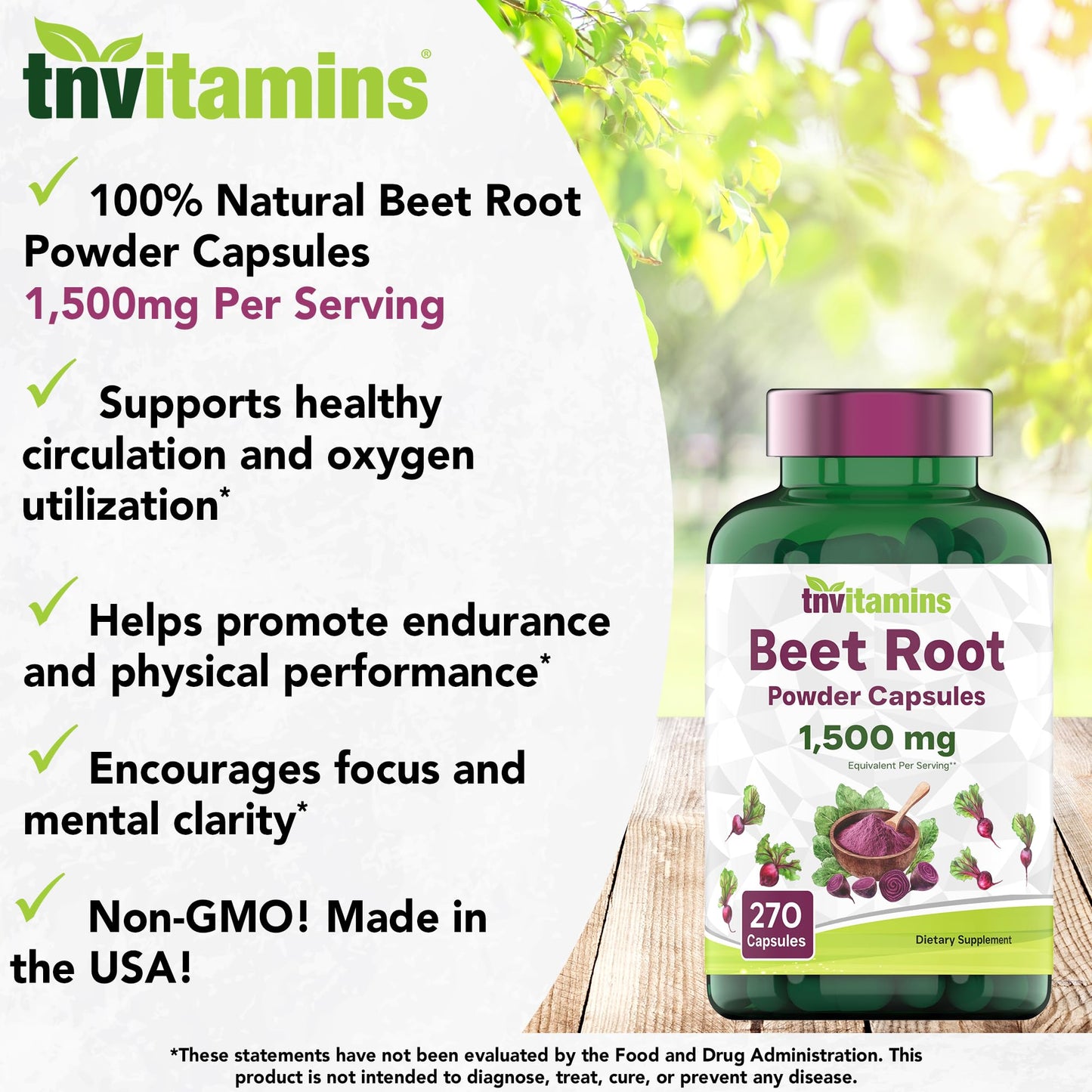 tnvitamins Beet Root Capsules 100 Count