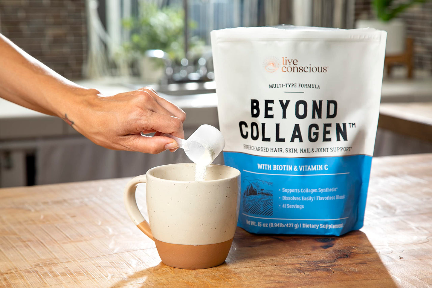 Live Conscious Beyond Collagen Multi Collagen Powder w/ Types I, II, III, V & X, 30-Count
