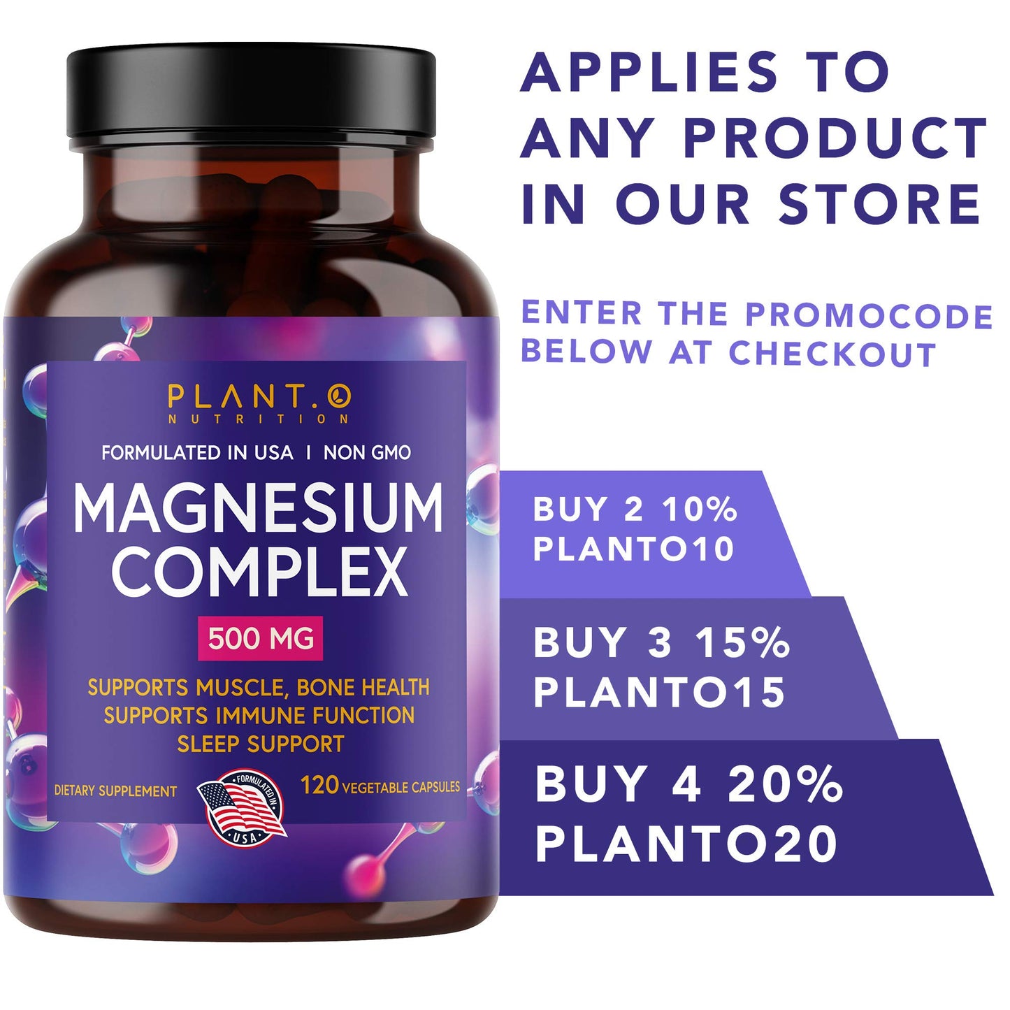 PLANT.O NUTRITION Premium Magnesium Supplement Capsule 120