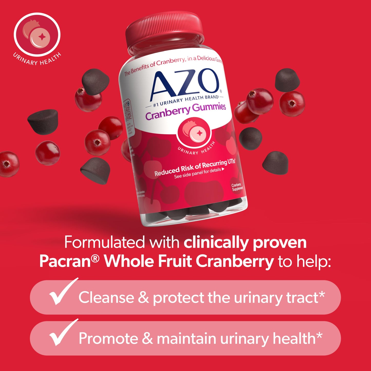 AZO Cranberry Urinary Tract Health Gummies, 40 Count