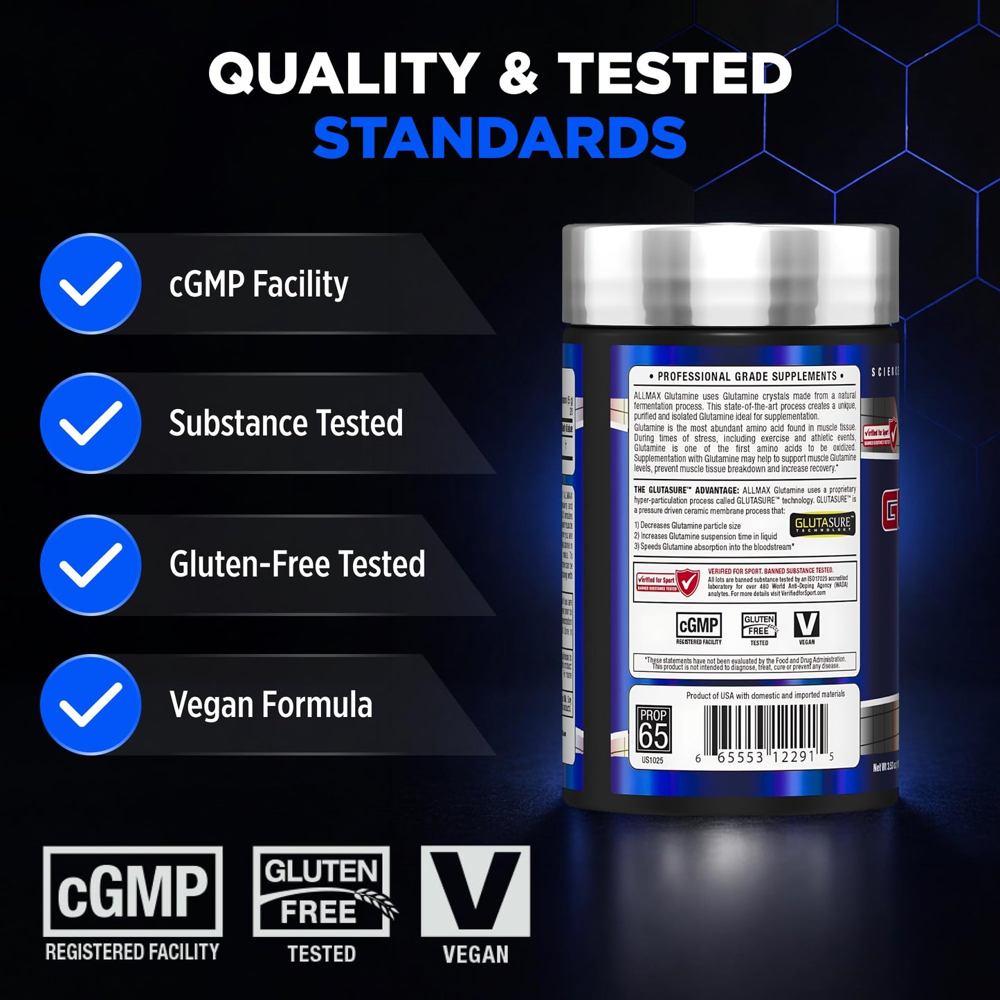 ALLMAX L-Glutamine Powder 3.53 oz