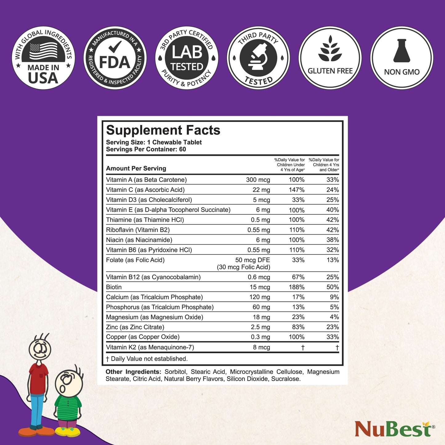 NuBest Tall Growth Bundle Tablets for Kids & Teens, 120 Count