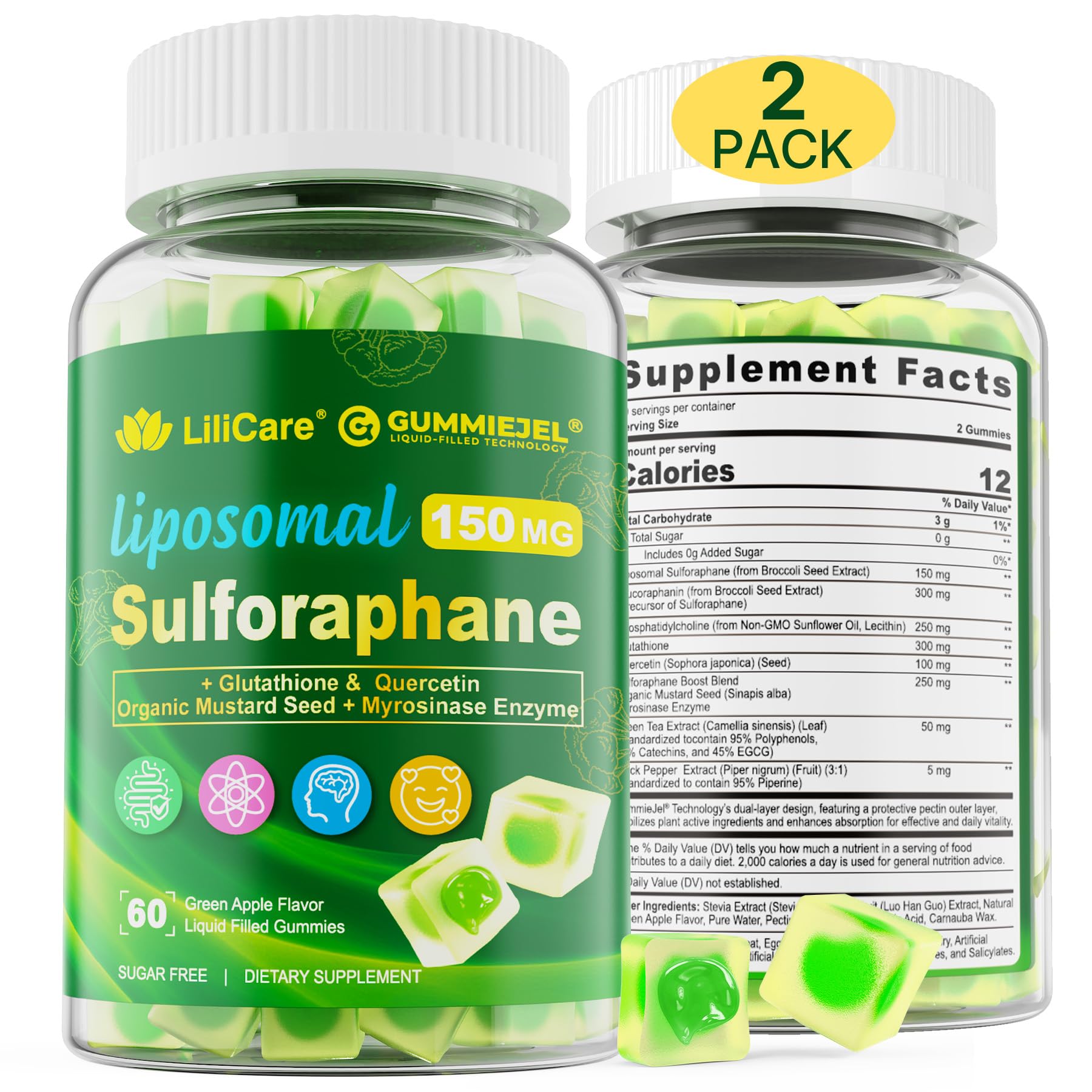 LILICARE Liposomal Sulforaphane Supplement 150mg Gummy 120 Count
