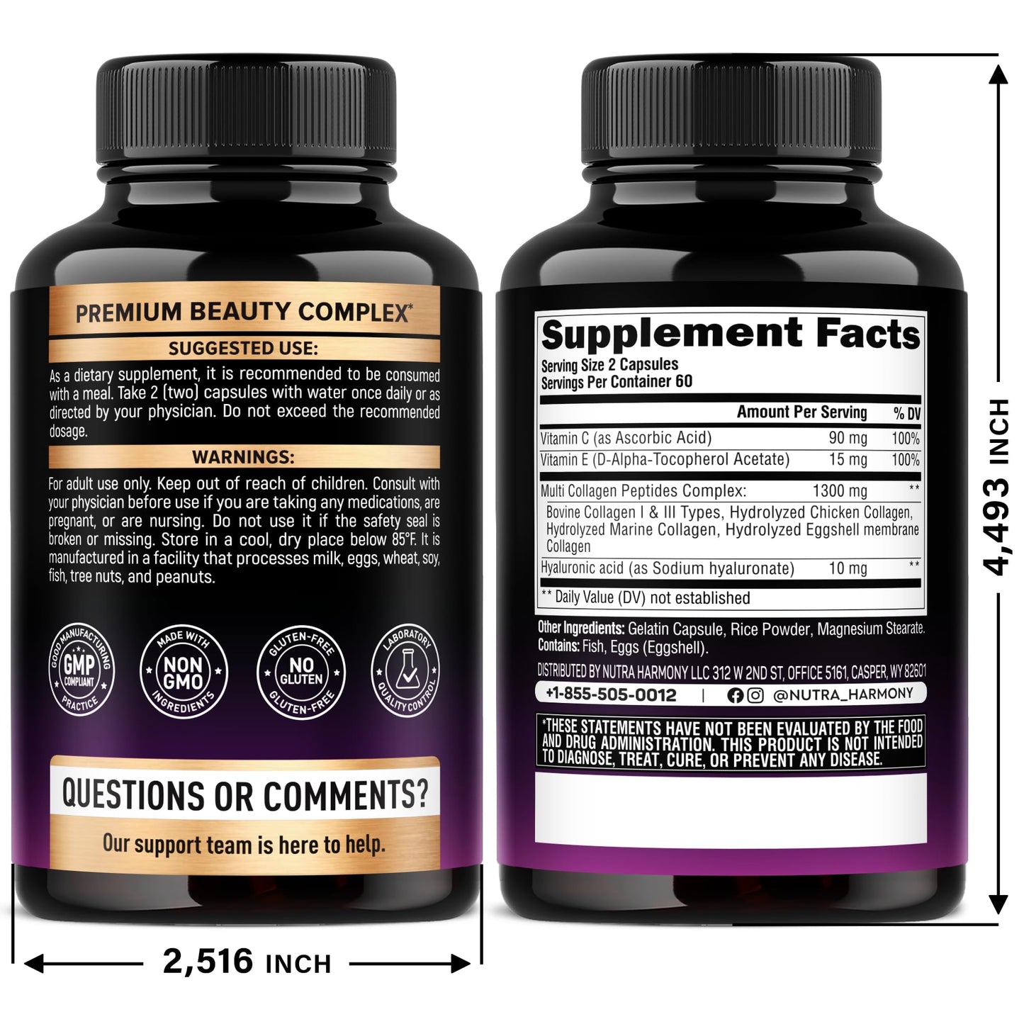 NUTRAHARMONY Glucosamine Chondroitin & Multi Collagen Peptides Capsules 240