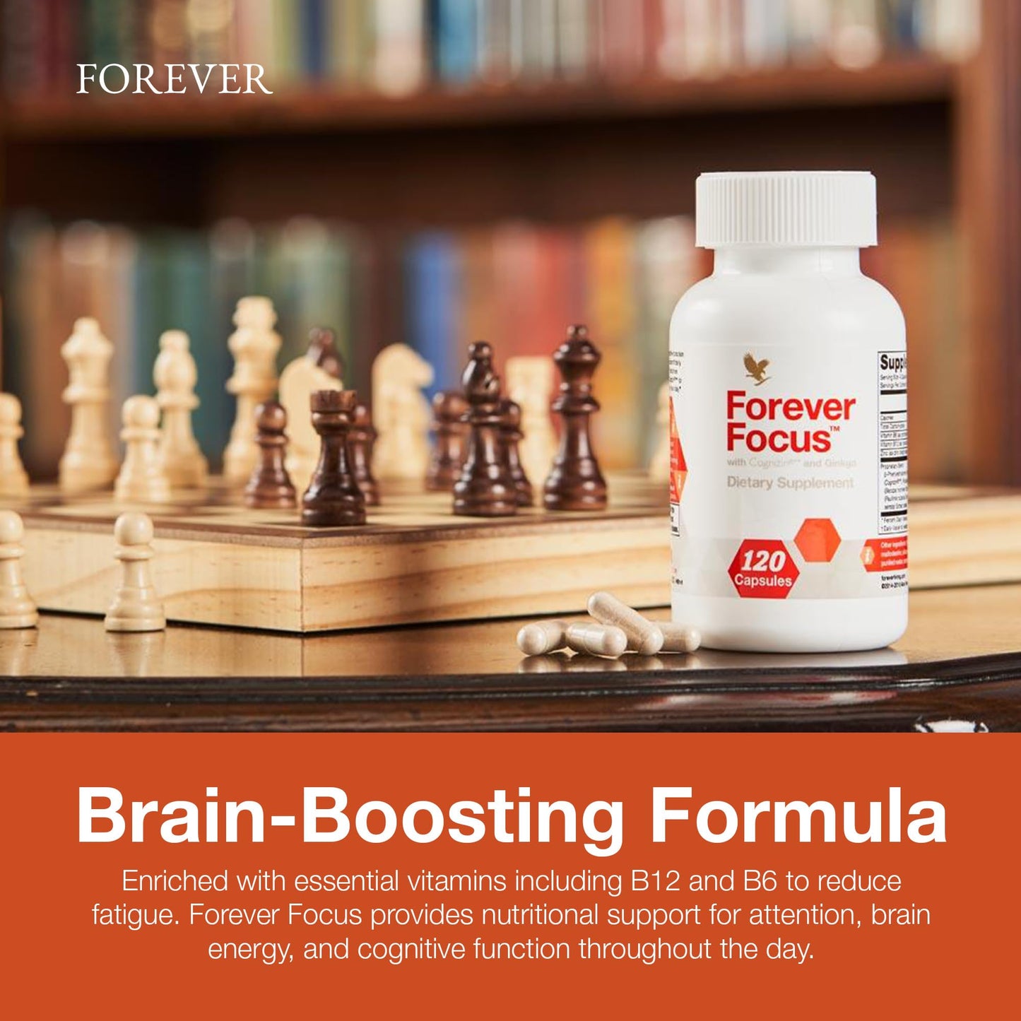 Forever Living Products Forever Focus - Brain Clarity and Focus with Cognizin, Bacopa and Vitamins, 120 Capsules