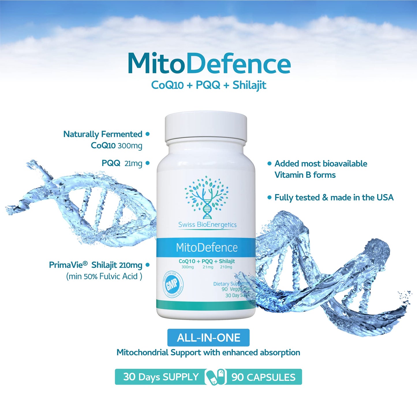 Swiss Bioenergetics MitoDefence CoQ10 with PQQ and Shilajit Capsule, 90 Count