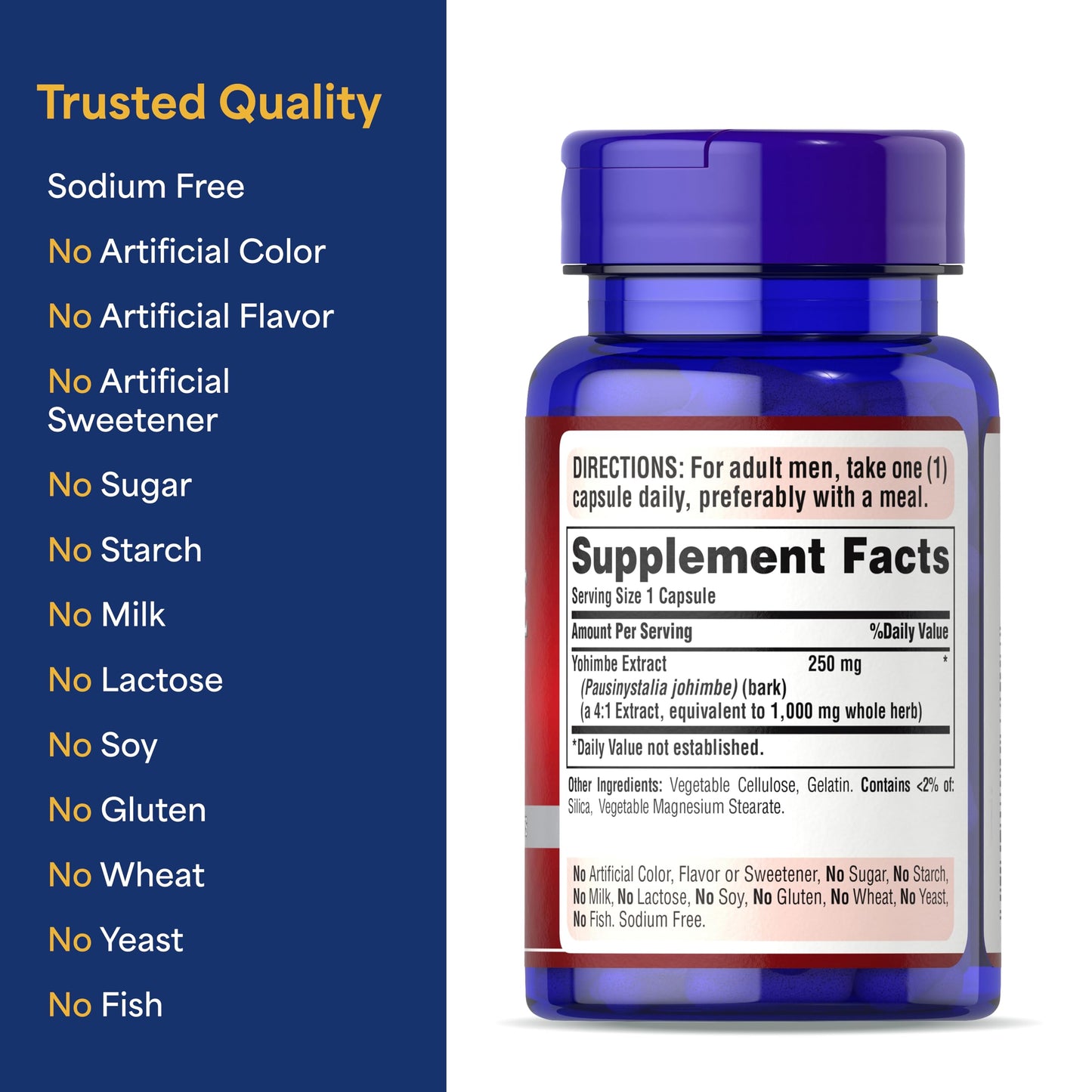 Puritan's Pride Yohimbe Exotic Herb for Men 250 mg Capsules, 50 Count