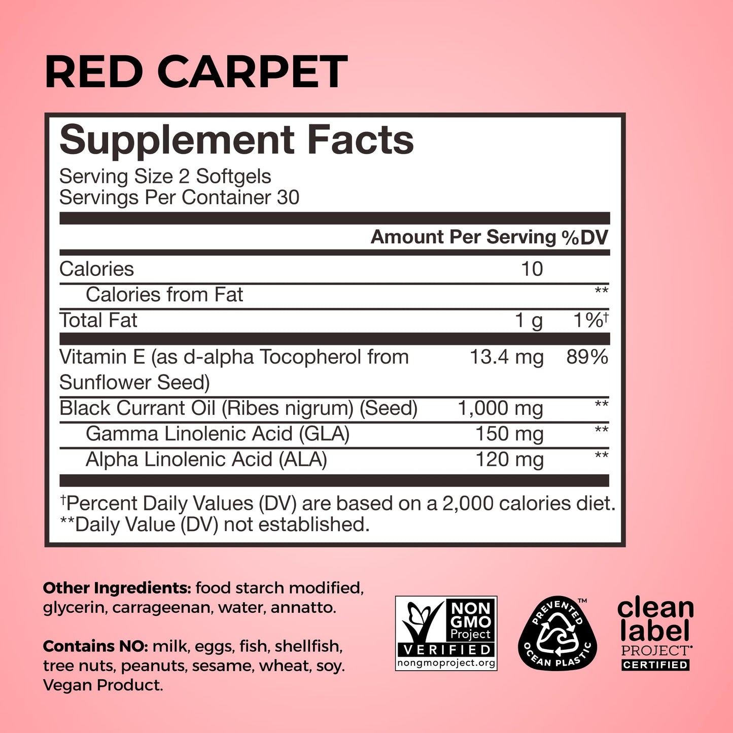 HUM Red Carpet Skin & Hair Supplement Omega 3 Black Currant Oil Capsule, 60 Count