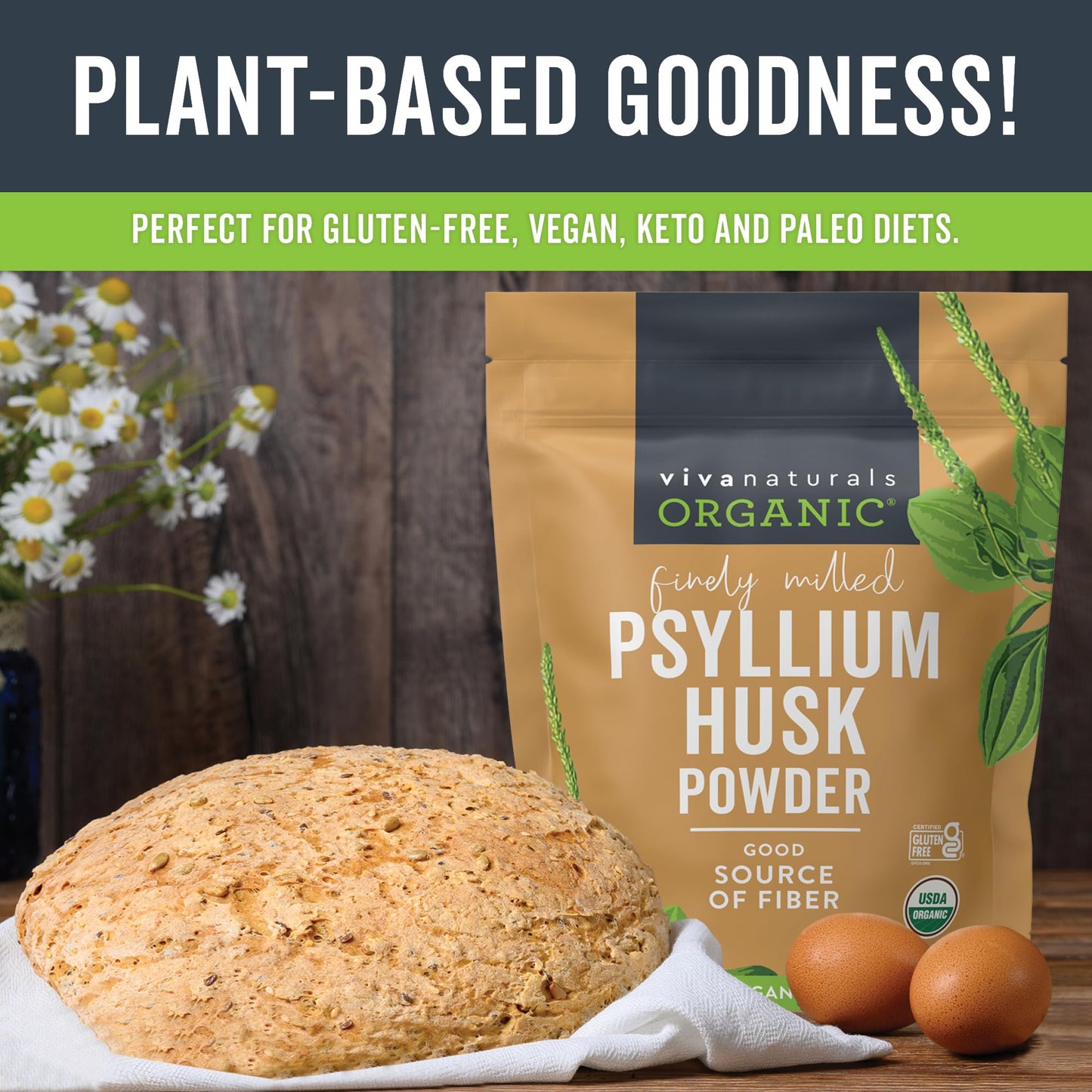 Viva Naturals Organic Psyllium Husk Powder, 24 oz
